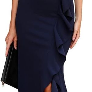 BTFBM Women One Shoulder Dresses Sleeveless Cocktail Bodycon Mermaid Ruffle Side